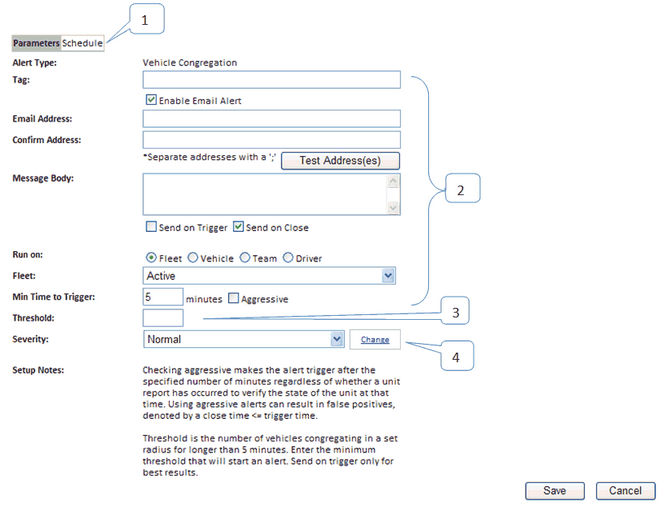 alert parameters